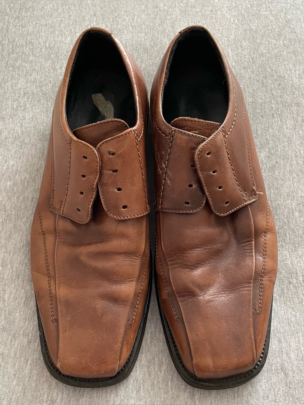 Johnston & Murphy Men's Size 10 Brown Leather Oxford Dress Shoes No Laces